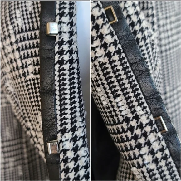 VINTAGE GERMANY Houndstooth Wool Boucle Blazer S Tweed Minimalist Jacket E Luxe - Picture 10 of 16